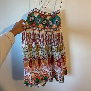 NWT zara embroidered cross neck mini dress